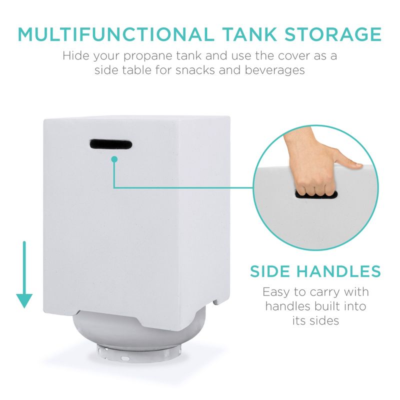 Best Choice Products 35x35in 40,000 BTU Outdoor Square Propane Fire Pit Table w/ Side Table Tank Storage, Cover