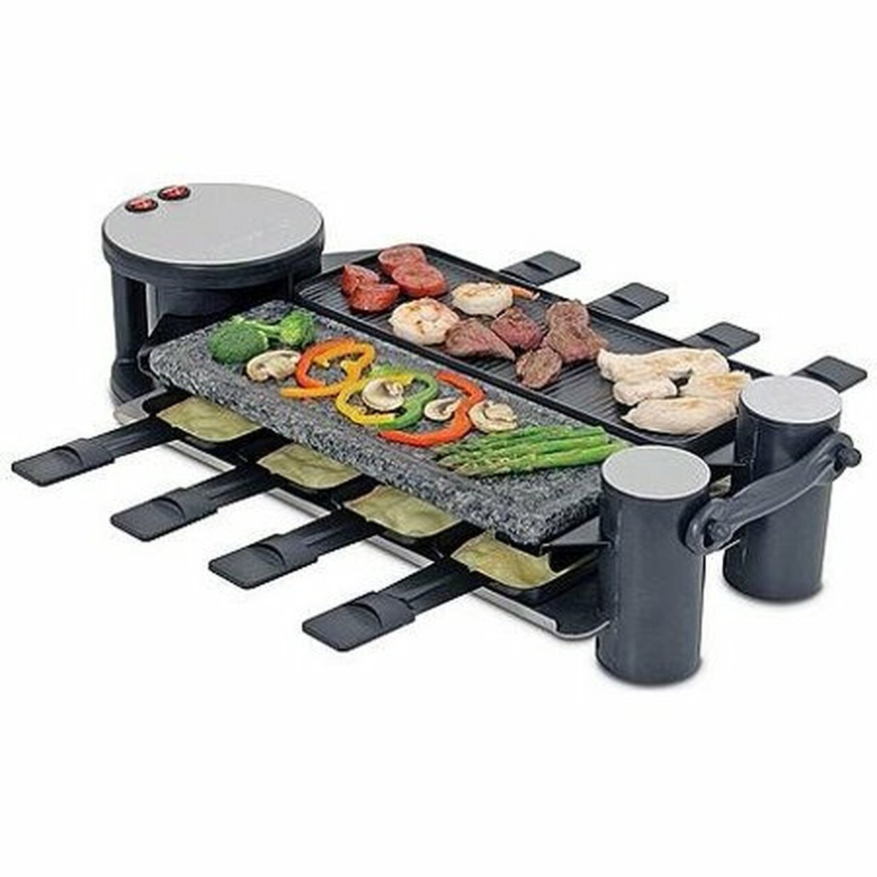 Swissmar Swivel Raclette Grill – 1 Non-Stick & 1 Hot Stone Surface- 8 Person