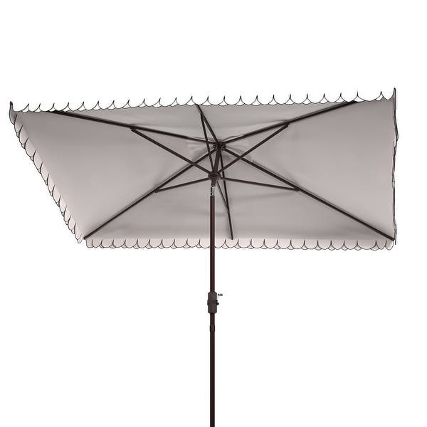 SAFAVIEH Rectangular 6'x10' Outdoor Umbrella with Valance - Beige/White