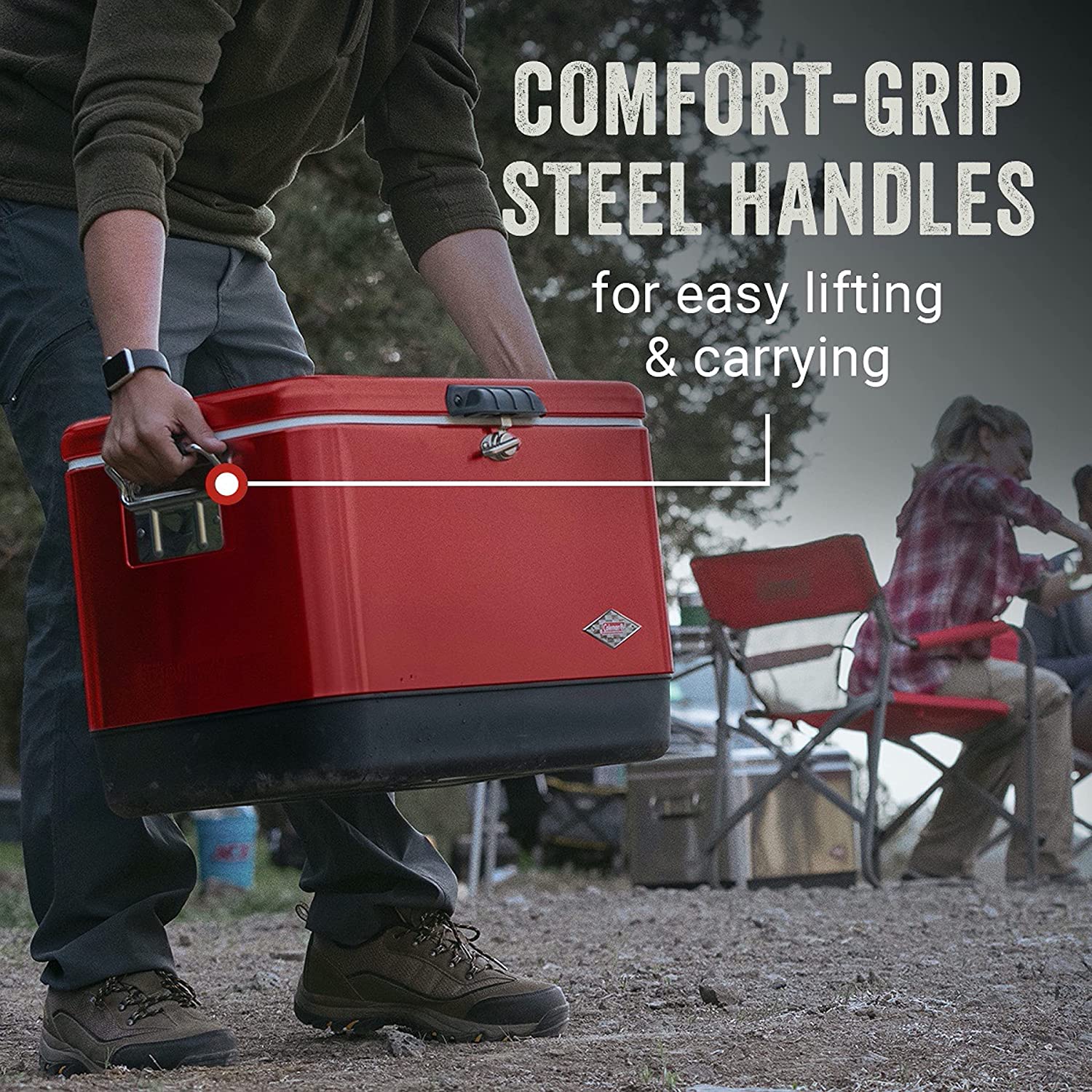 Coleman Cooler | Steel-Belted Cooler Keeps Ice Up to 4 Days | 54-Quart Cooler