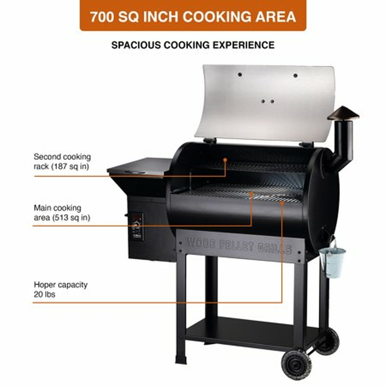 Z GRILLS ZPG-7002E 694 sq. in. Wood Pellet Grill and Smoker 8-in-1 BBQ Stainless Steel