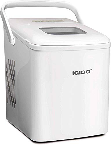 Igloo ICEB26HNWHN Automatic Self-Cleaning Portable Electric Countertop Ice Maker Machine With Handle, 26 Pounds in 24 Hours, 9 Ice Cubes Ready in 7 minutes, With Ice Scoop and Basket, White