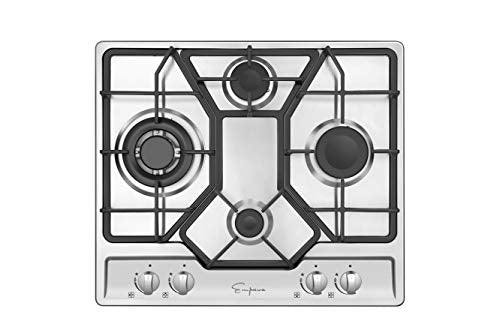 Empava 24 Inch Gas Cooktop Professional 4 Italy Sabaf Burners Stove Top Certified with Thermocouple Protection in Stainless Steel, Silver