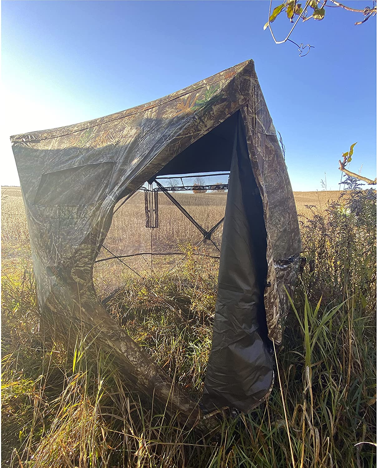 Rhino Blinds R180 3 Person See Through Hunting Ground Blind, Realtree Edge