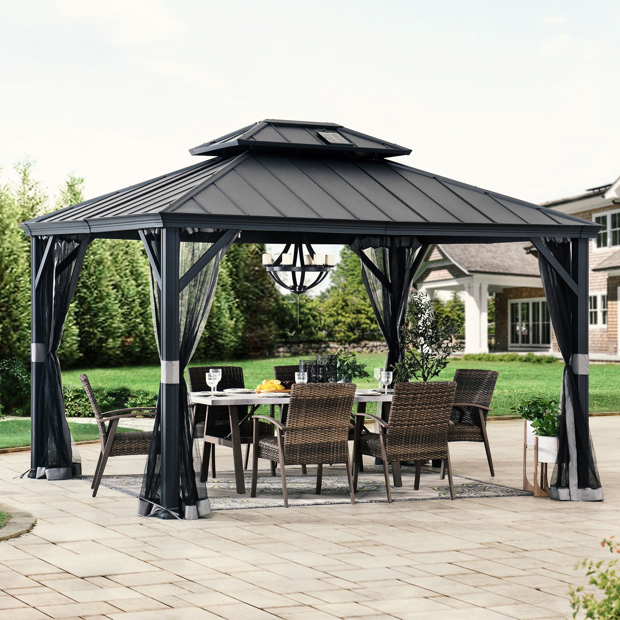 SummerCove 10 ft. x 12 ft. Solar Powered Hardtop Gazebo