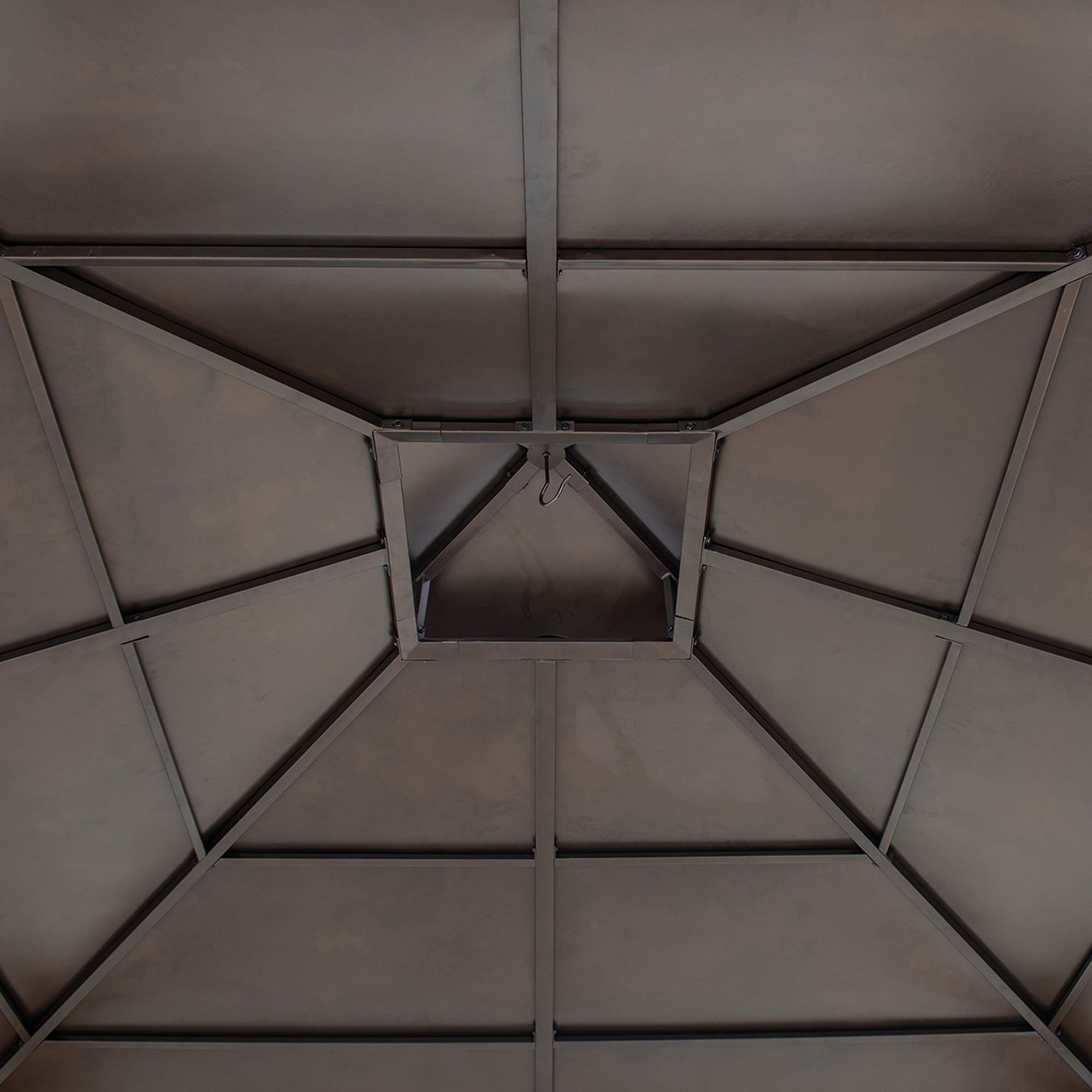 Sunjoy Brown 10 ft. x 10 ft. Cedar Framed Gazebo with Steel 2-Tier Hip Roof Hardtop