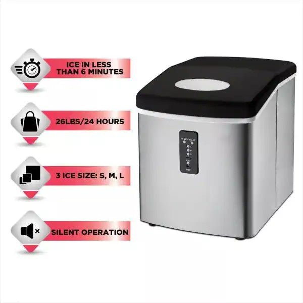 26 lb. Freestanding Ice Maker in Stainless Steel
