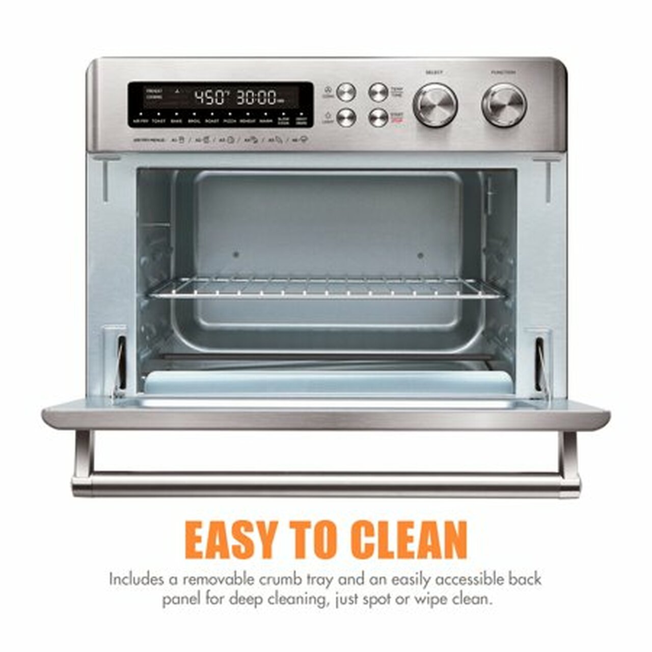 Convection Toaster Oven 10-in-1 Air Fryer 6 Slice, 1750W, 26.5 QT Capacity, Stainless Steel