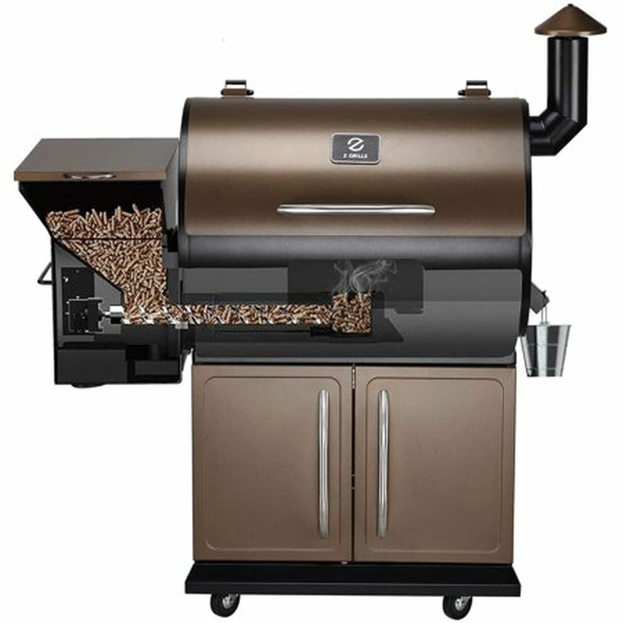 Z GRILLS ZPG-700D 694 sq. in. Wood Pellet Grill and Smoker 8-in-1 BBQ Bronze