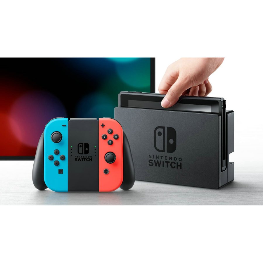 Nintendo Switch with Neon Blue and Neon Red Joy-Con, Mario Tennis Aces, and 1-2-Switch Bundle