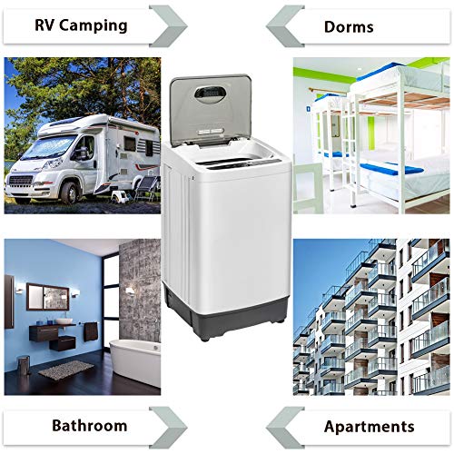 Portable Washing Machine, 12.6 lbs Full Automatic Washer and Dryer Combo, Small Compact Laundry Clothes Washer with Drain Pump, Wheels, LED Display for Apartment, Camping, Rv, Sink