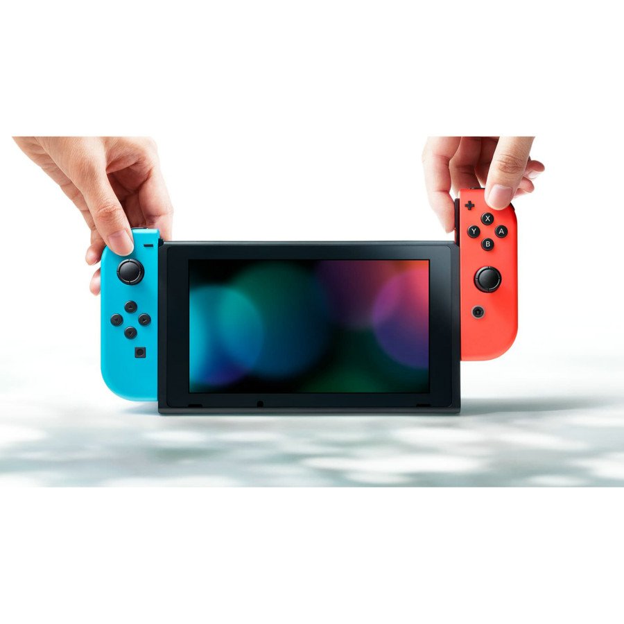Nintendo Switch with Neon Blue and Neon Red Joy-Con, Mario Tennis Aces, and 1-2-Switch Bundle