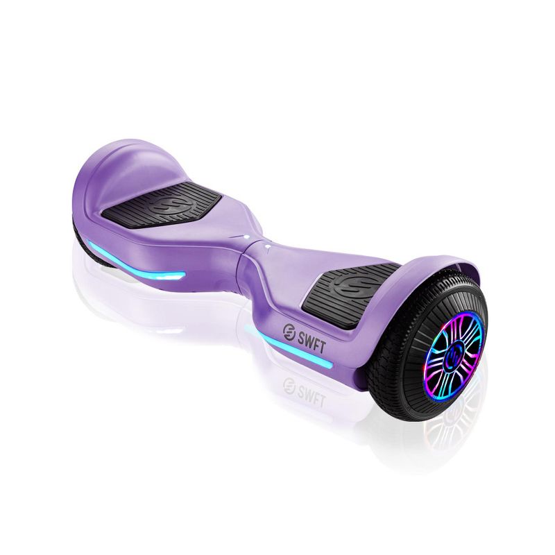 Ride Swft Blaze Self Balancing Hoverboard Scooter Up to 7 Miles Per Hour with Front Facing LED Lights and 6.5 inch Wheels, Grape