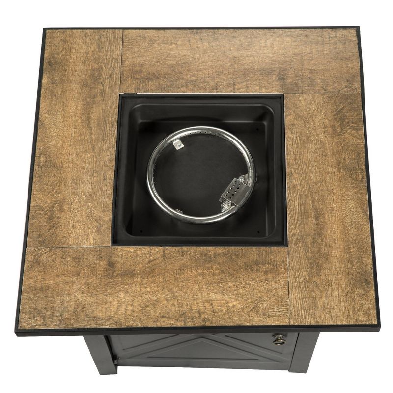 Farmhouse 27″ Square Steel Ceramic Propane Gas Fire Pit Table – Teamson Home
