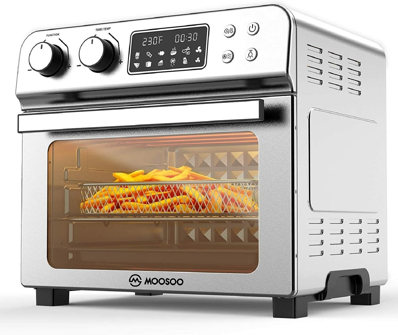 Moosoo 10-in-1 Air Fryer Oven 24.3QT Capacity Toaster Oven Stainless Steel with Air Fryer Cookbook