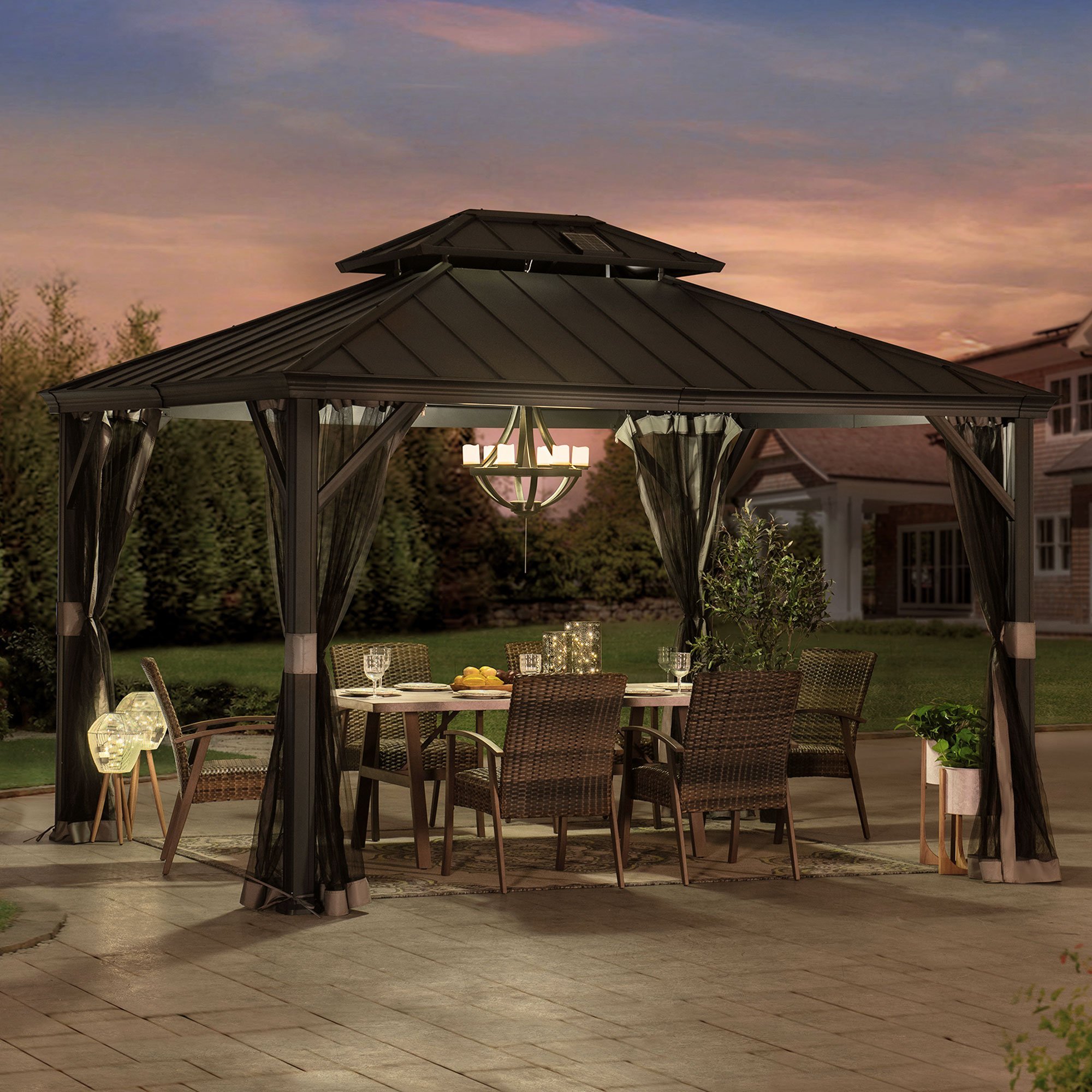 SummerCove 10 ft. x 12 ft. Solar Powered Hardtop Gazebo