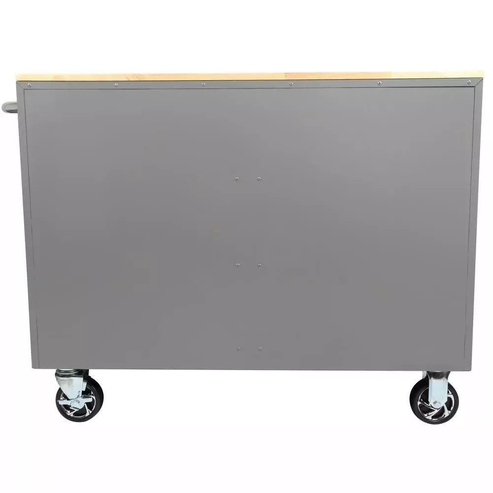 46 in. W x 24 in. D 9-Drawer Gloss Gray Deep Tool Chest Mobile Workbench