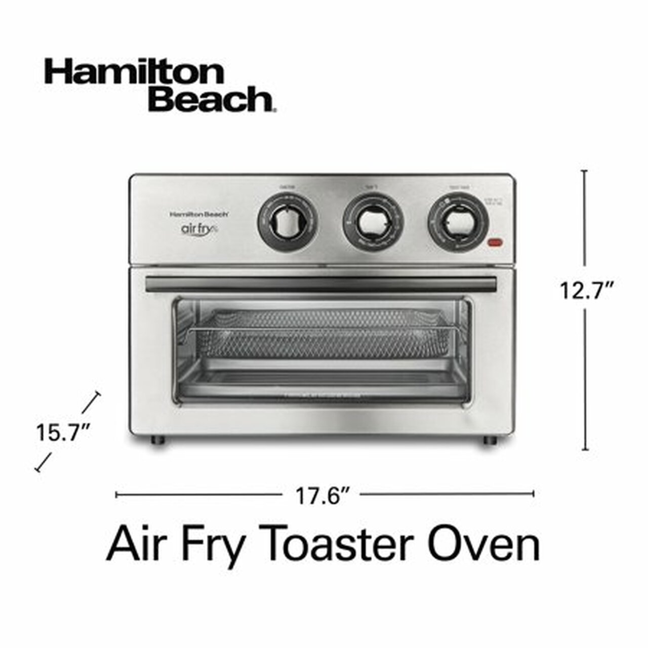 Hamilton Beach Air Fryer Countertop Toaster Oven, 6 Cooking Functions, Classic Silver Finish, 31225