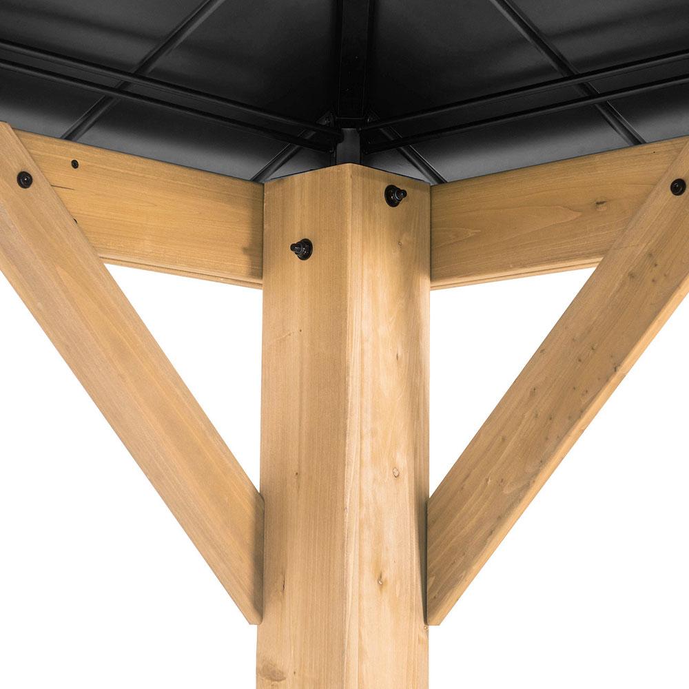 Sunjoy Black Archwood 11 ft. x 13 ft. Cedar Framed Gazebo with Hook and Steel Roof