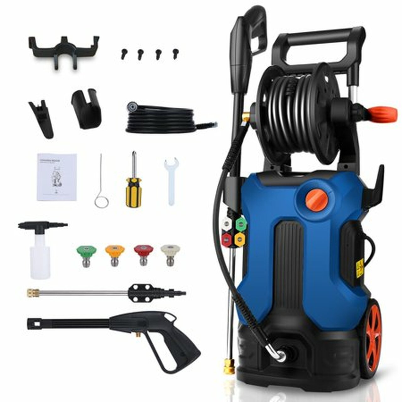 3800PSI Pressure Washer 3.0GPM 2000W High Electric Power Washer Cleaner Machine with 4 Nozzles Foam Cannon Blue