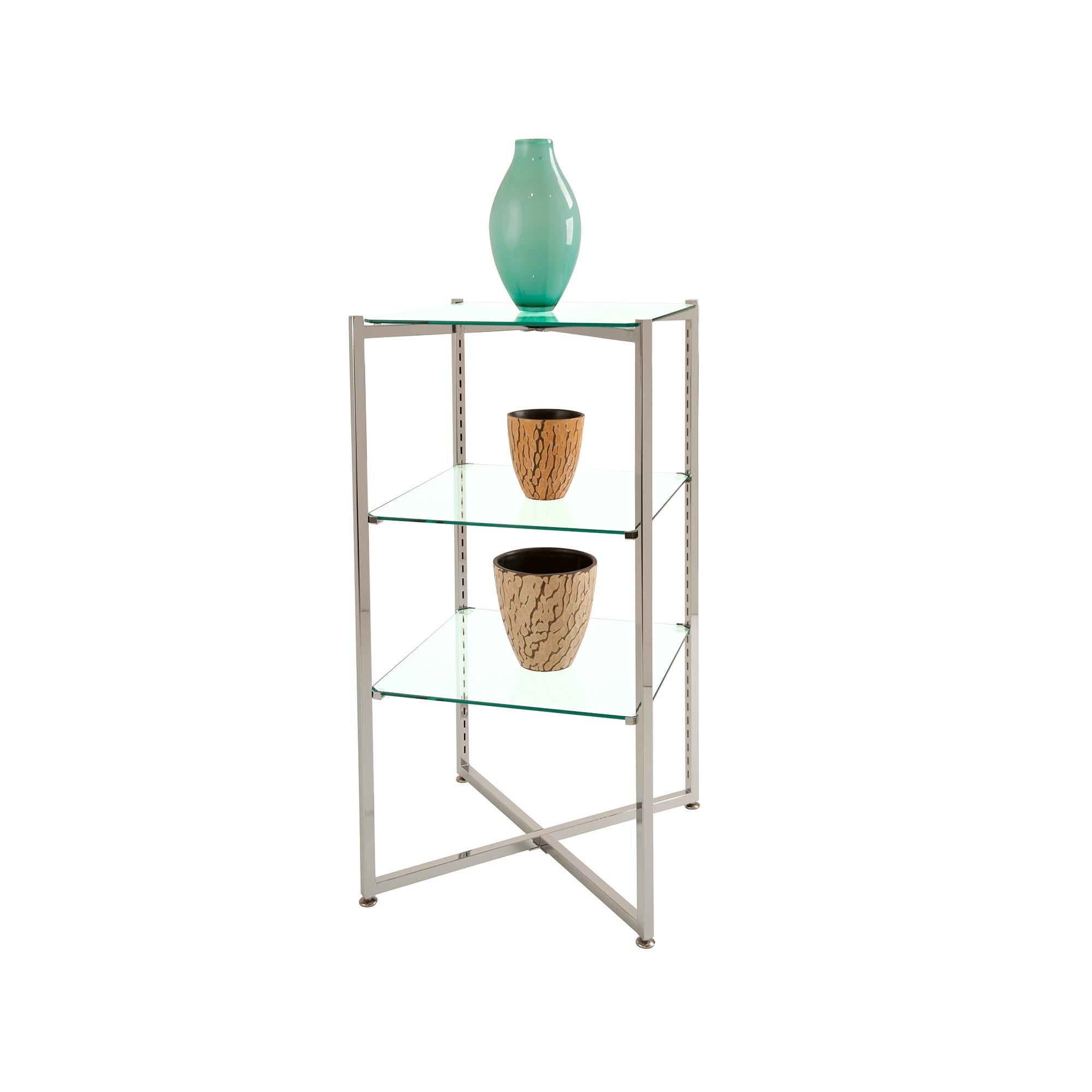 Econoco Folding Glass Tower With Brushed Chrome Finish (1 Pcs. Per Carton)