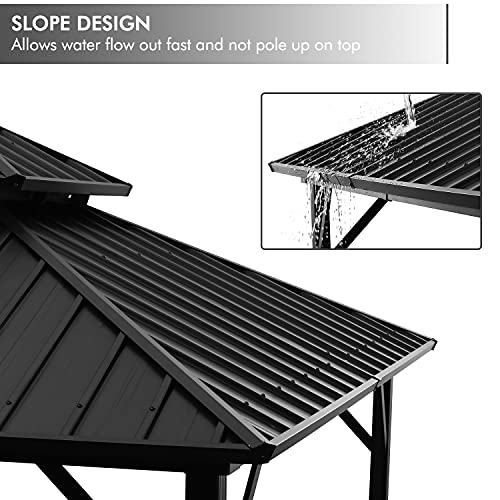 Leisurelife Outdoor BBQ Grill Gazebo 8.2ft - 2-Tiers Hardtop Canopy Tent for Patio Backyard
