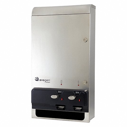 Dual Dispenser: Silver, Stainless Steel, 26 in Ht, 5 5/8 in Wd, 14 in Lg