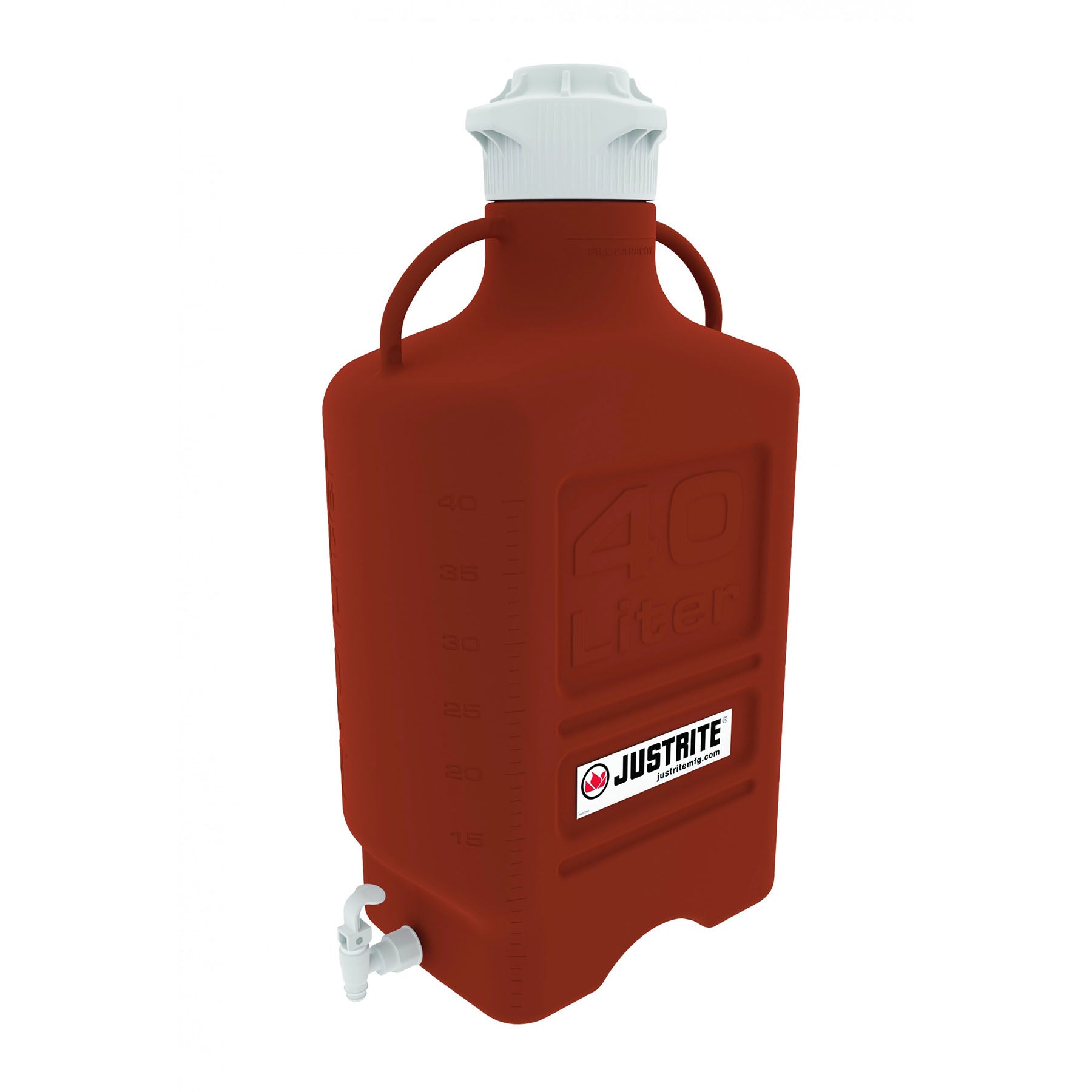 Justrite Carboy, High Density Polyethylene (HDPE), Amber, 120mm Cap, With Spigot