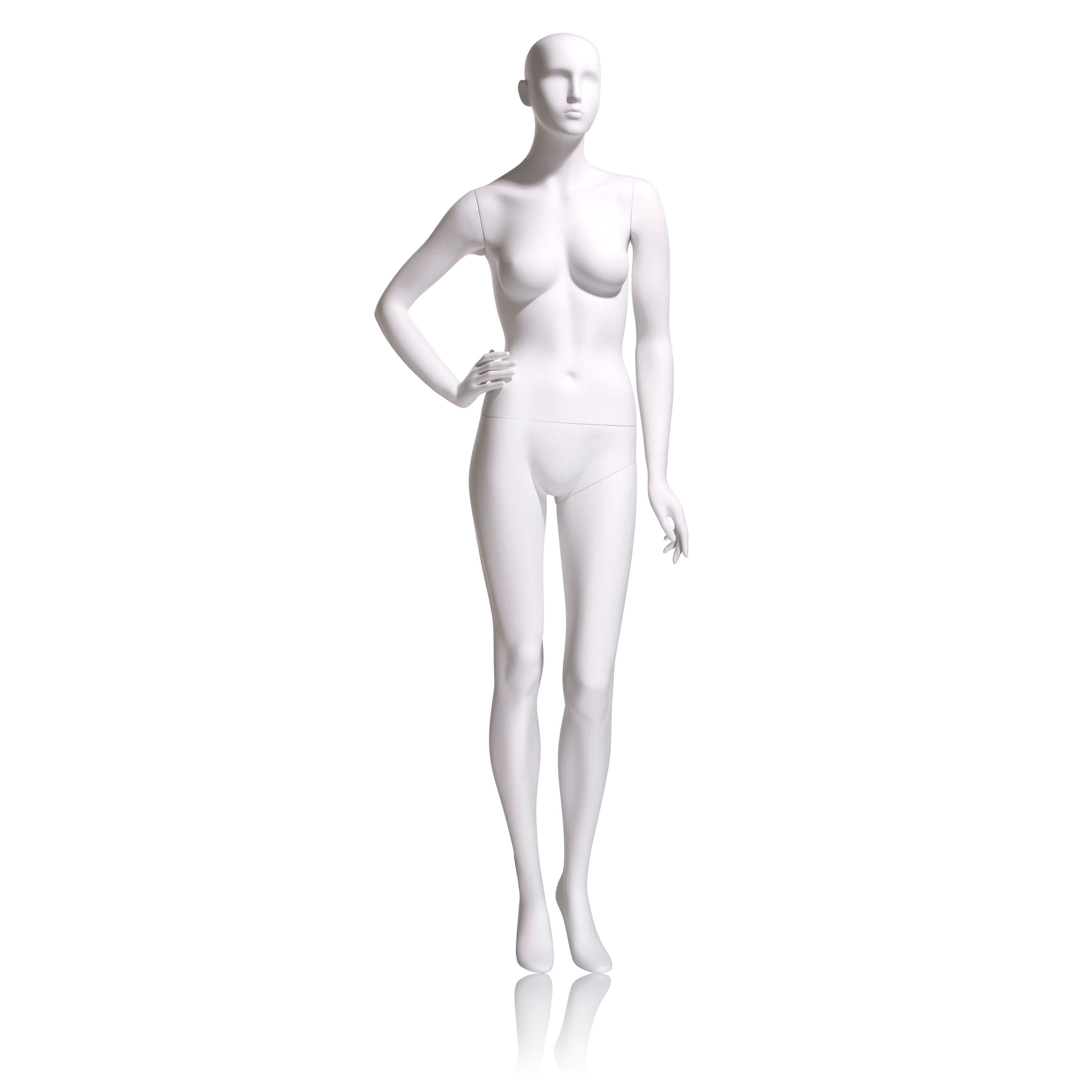 Econoco Female Mannequin - Abstract head, Right Hand On Hip, Left Leg Slightly Bent