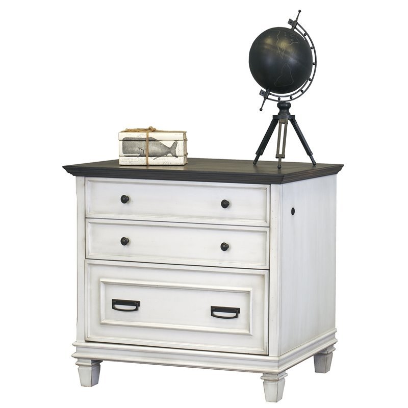 Contemporary Wood Lateral File in Weathered White