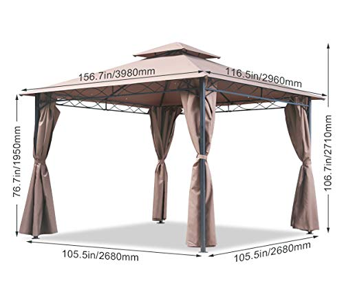 Canopy Tent Gazebo 10' X 13' Grill Gazebo for Patios BBQ Outdoor Patio Large Garden Top Gazebo with Sidewall Party Tent