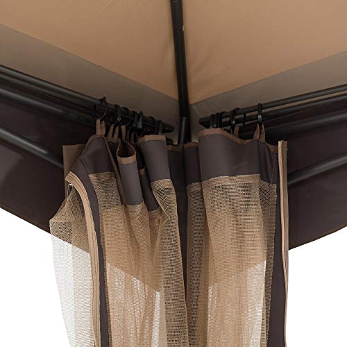 Sunjoy Pendleton 10.5 x 13 ft. 2-Tier Steel Gazebo, Tan & Brown