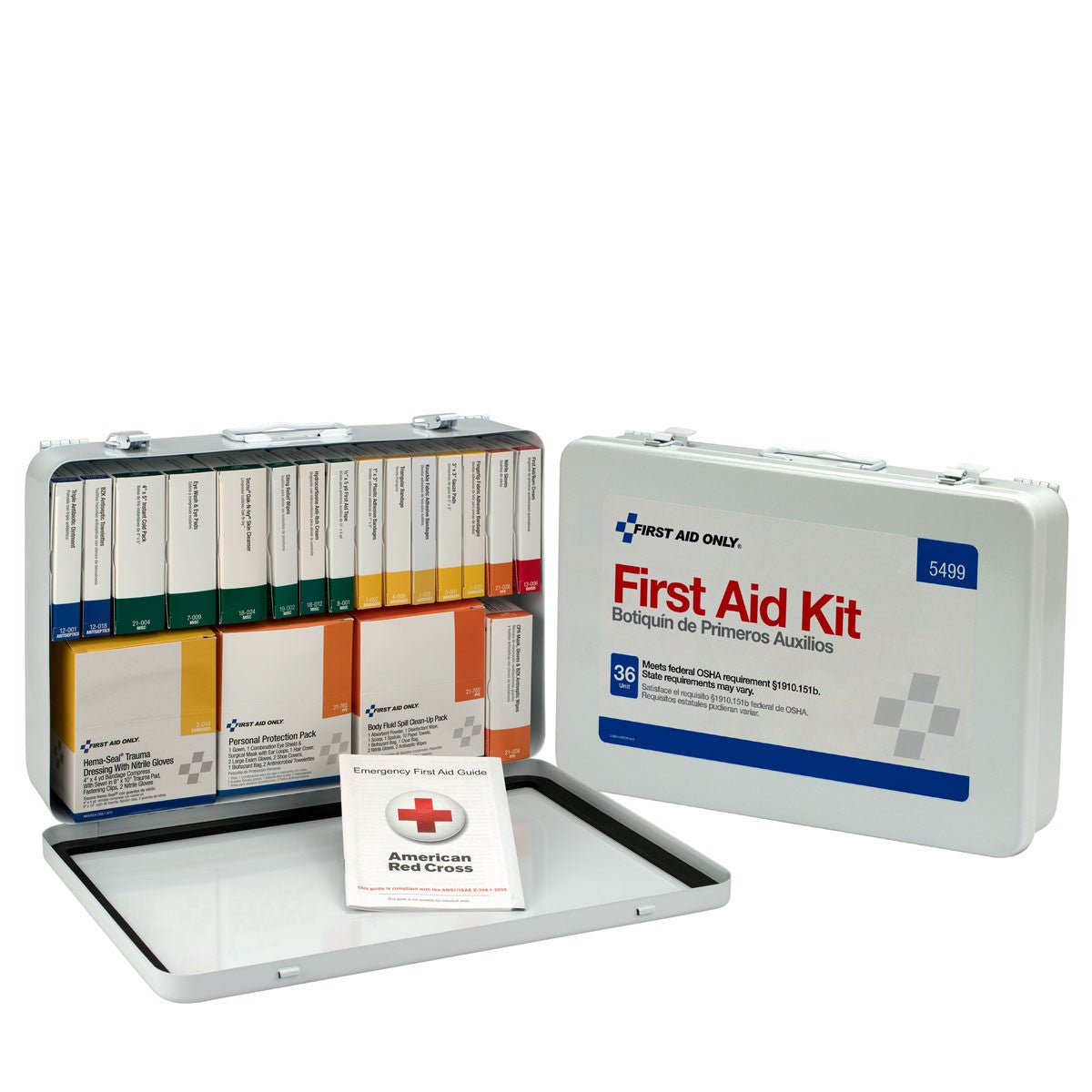 36 Unit First Aid Kit With BBP And CPR, Metal Case (2 per order)