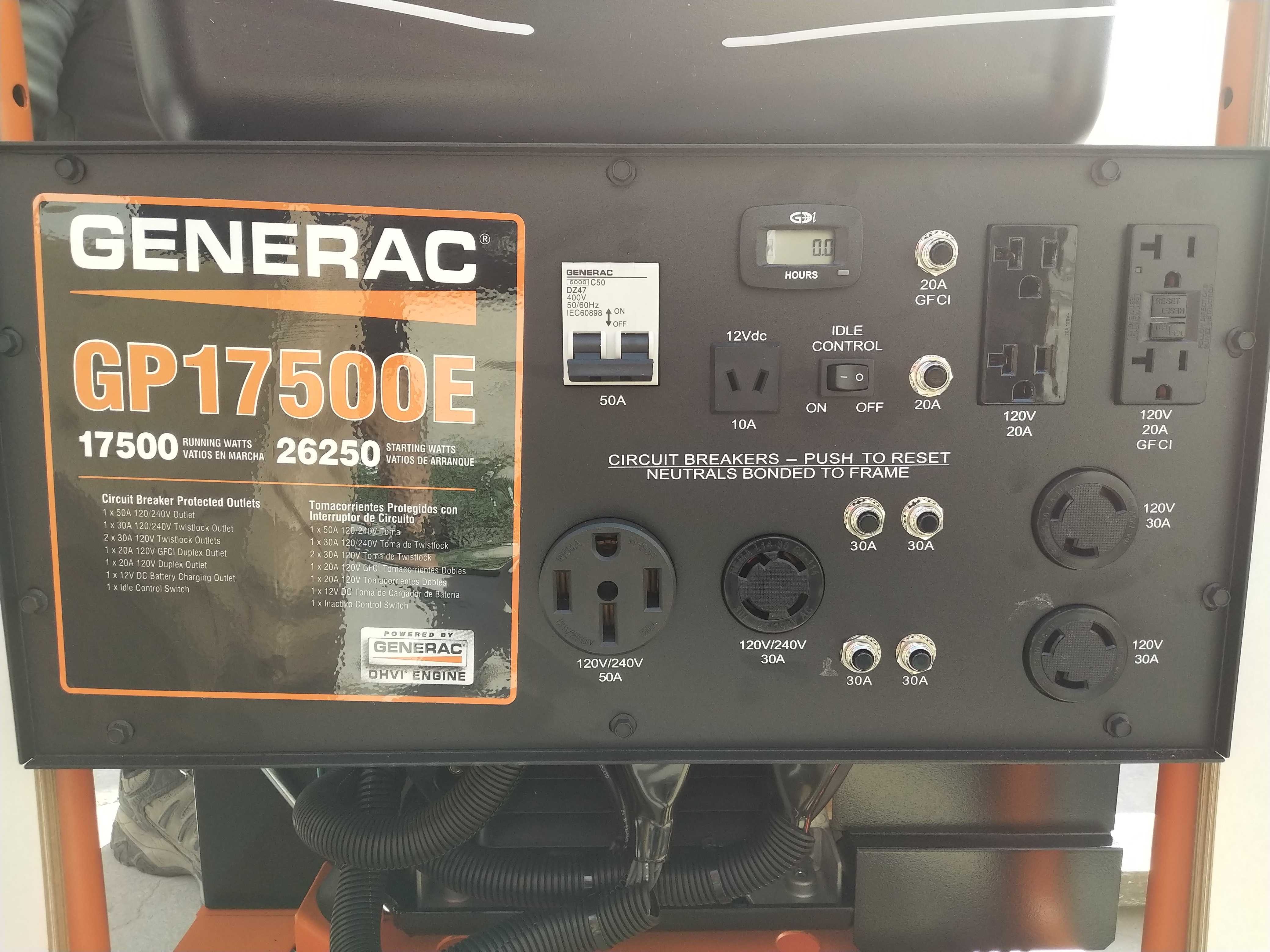 Generac GP17500E 17500W/26250W Gas Generator Electric Start Scratch and Dent