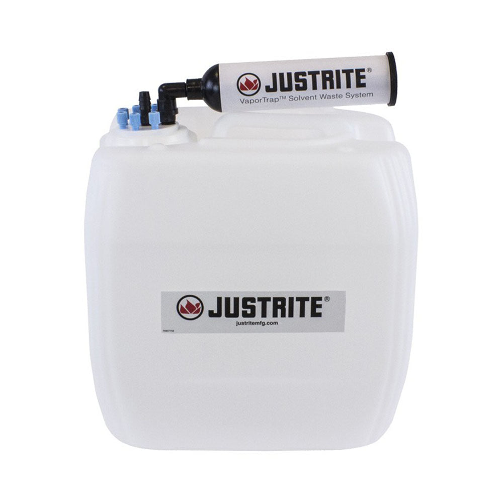 Justrite VaporTrap™ UN/DOT Carboy with Filter Kit, 13.5L HDPE, 70mm Cap, 6 Ports 1/8