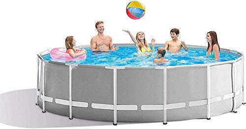 366X76CM Swimming Pool Paddling Pool Round Frame Above Ground Pool Pond Family Swimming Pool Metal Frame Structure Pool,Light Blue