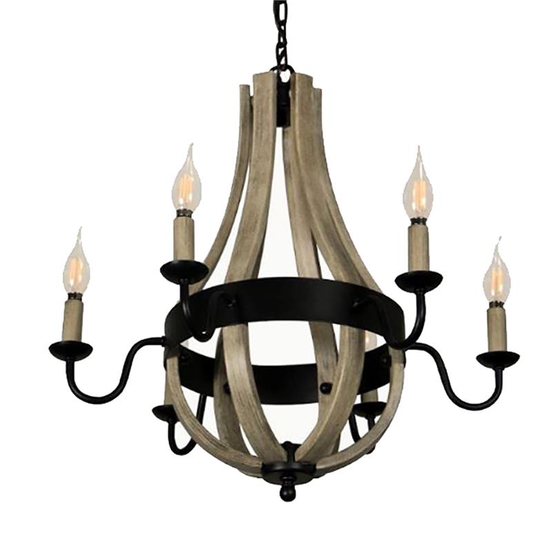 6-Light Chandelier Tear Drop (Circle) Stainless Steel Frame in Black