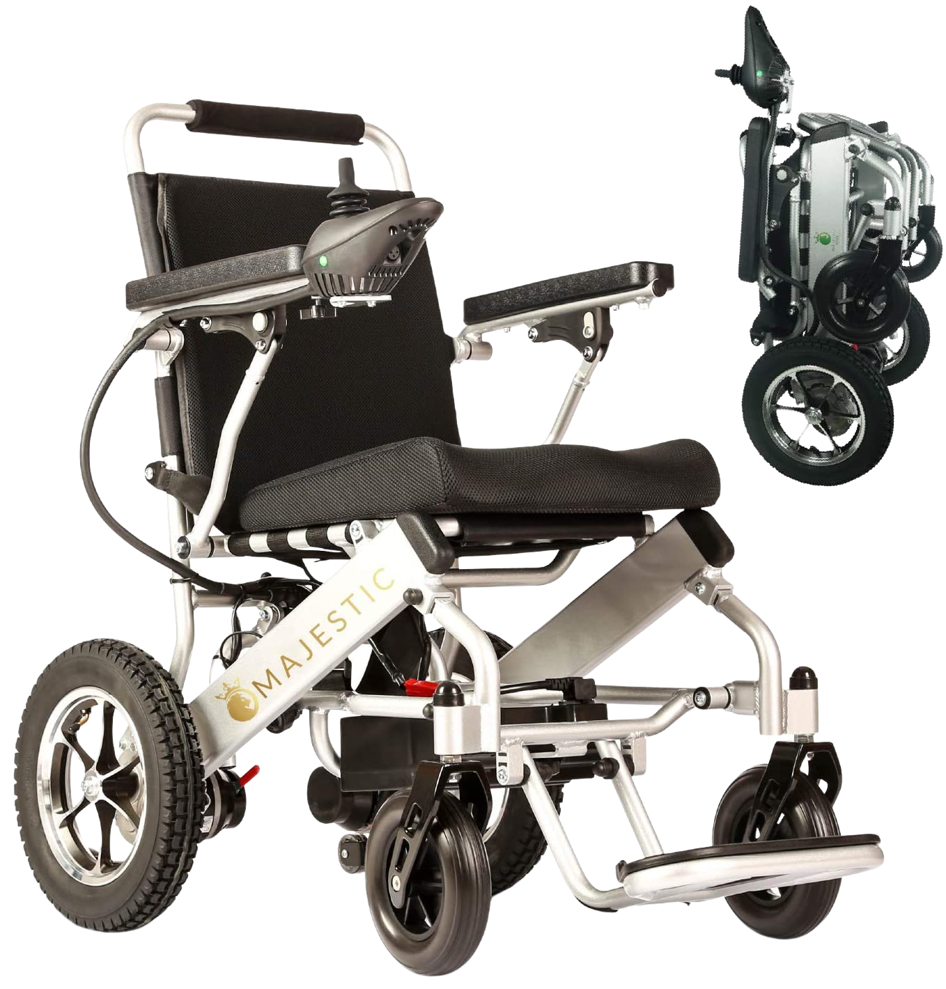 ComfyGO 601-7001 Majestic Fold & Travel Lightweight Electric Power Heavy Duty Wheelchair Scooter Silver New