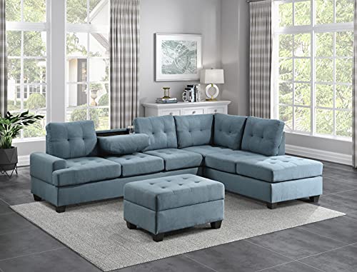 Lexicon Gracelyn 2-Piece Reversible Sectional Sofa, Blue