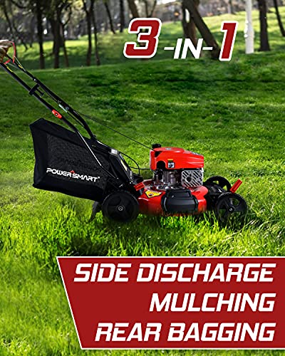 PowerSmart Lawn Mower, 21-inch Gas Powered Push Lawn Mower, 170CC 4-Stroke Push Mower, 3-in-1 Gas Mower, 5 Adjustable Heights (1.18''-3.0'' ), DB2194PR