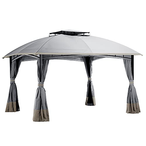 PAMAPIC 10'x12' Outdoor Patio Garden Gazebo Tent, Outdoor Shading, Gazebo Canopy with Mosquito Net (Gray)