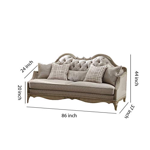 Benzara Classic Wooden 5 Pillows Sofa, Brown
