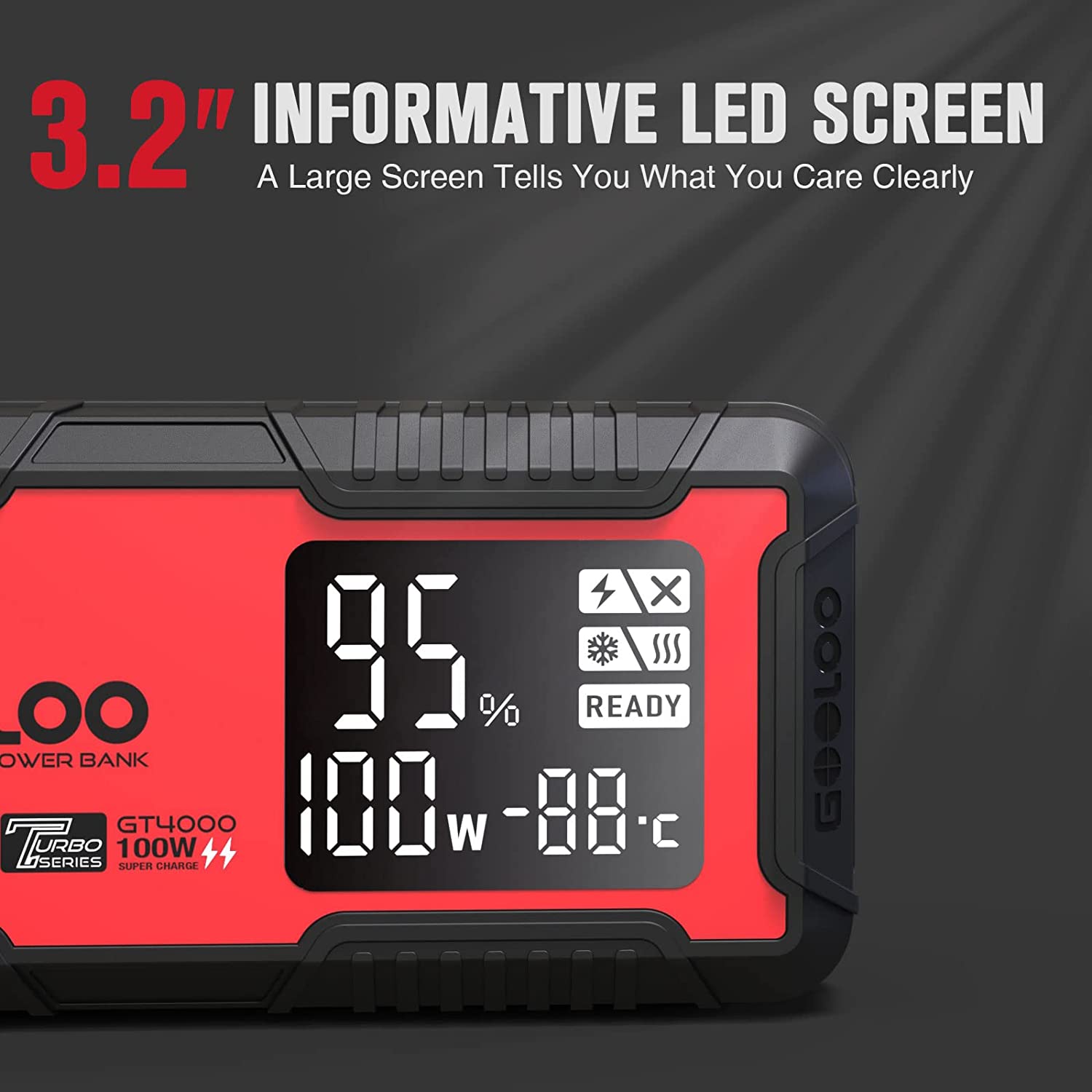 GOOLOO GT4000 Car Jump Starter 26800mAh Power Bank 12V Engine Box Charger With Pre-Heating Technology New