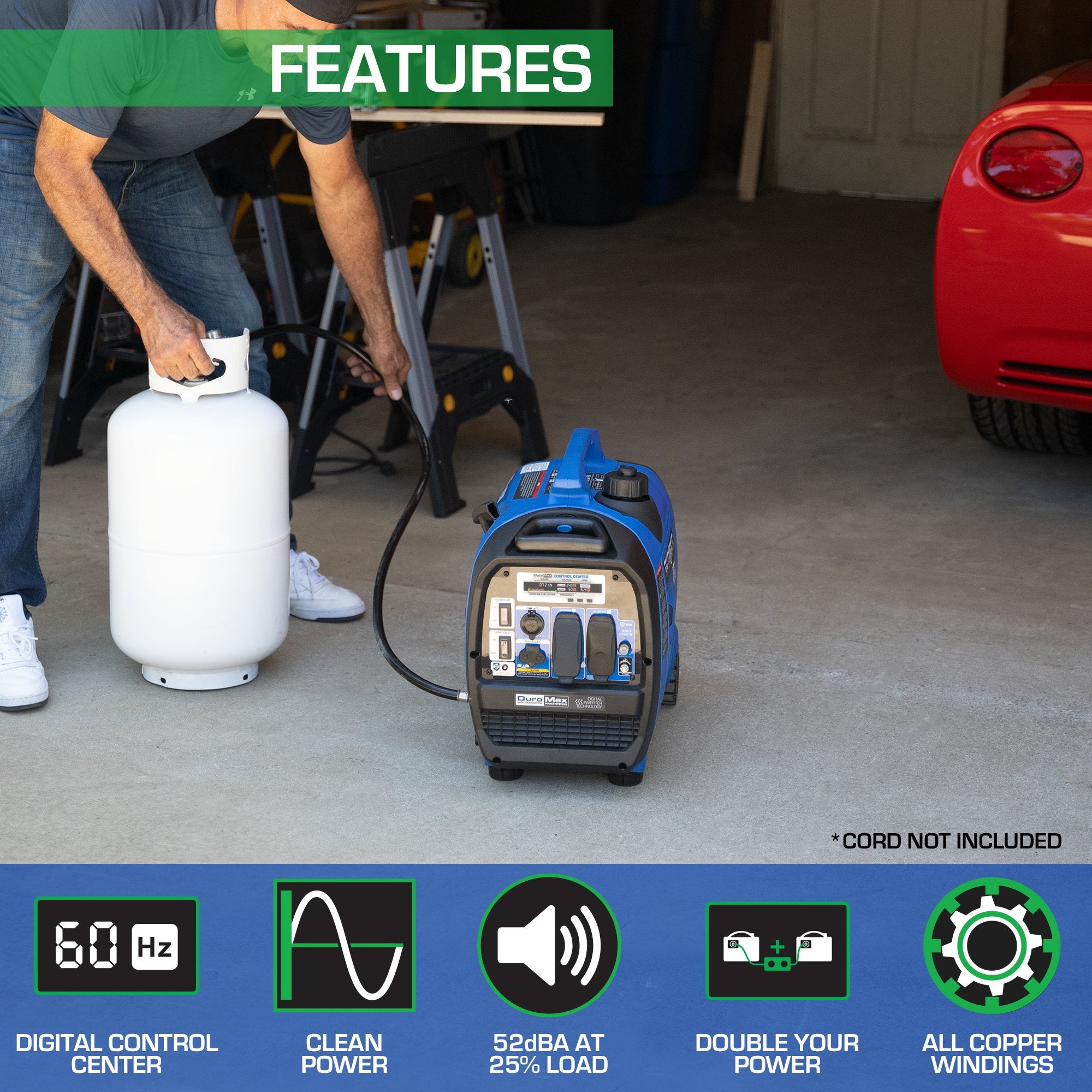 DuroMax XP2300IH 1800W/2300W 80cc CO Alert Dual Fuel Inverter Generator New