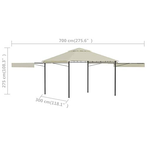 Tidyard Gazebo with Double Extending Roofs Steel Frame Garden Canopy Tent Pergola Sun Shelter Cream for Patio, Party, Wedding, BBQ, Camping Trip, Festival Events 9.8ft x 9.8ft x 9ft (L x W x H)