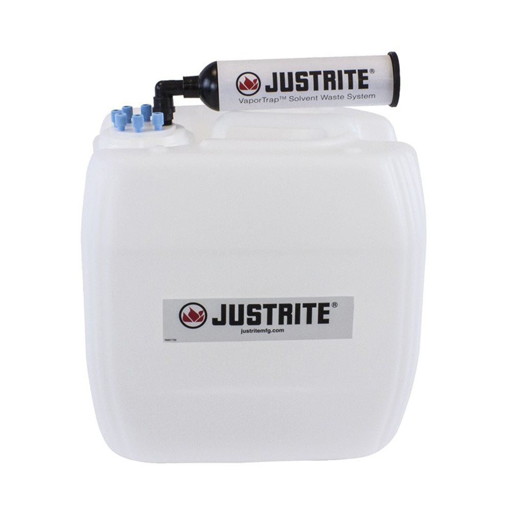 Justrite VaporTrap™ UN/DOT Carboy With Filter Kit, 13.5L HDPE, 70mm Cap, 6 Ports 1/8