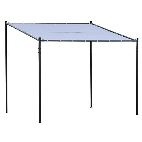 Outsunny 10' x 9' Outdoor Wall Patio Gazebo Canopy with PVC Coated Polyester Roof, Steel Frame, & Spacious Build, Grey