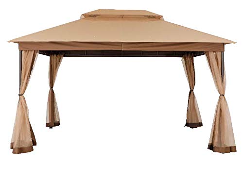 StarEcho Ulrica 10 ft. x 13 ft. Outdoor Gazebo Canopy with KD Post, Khaki