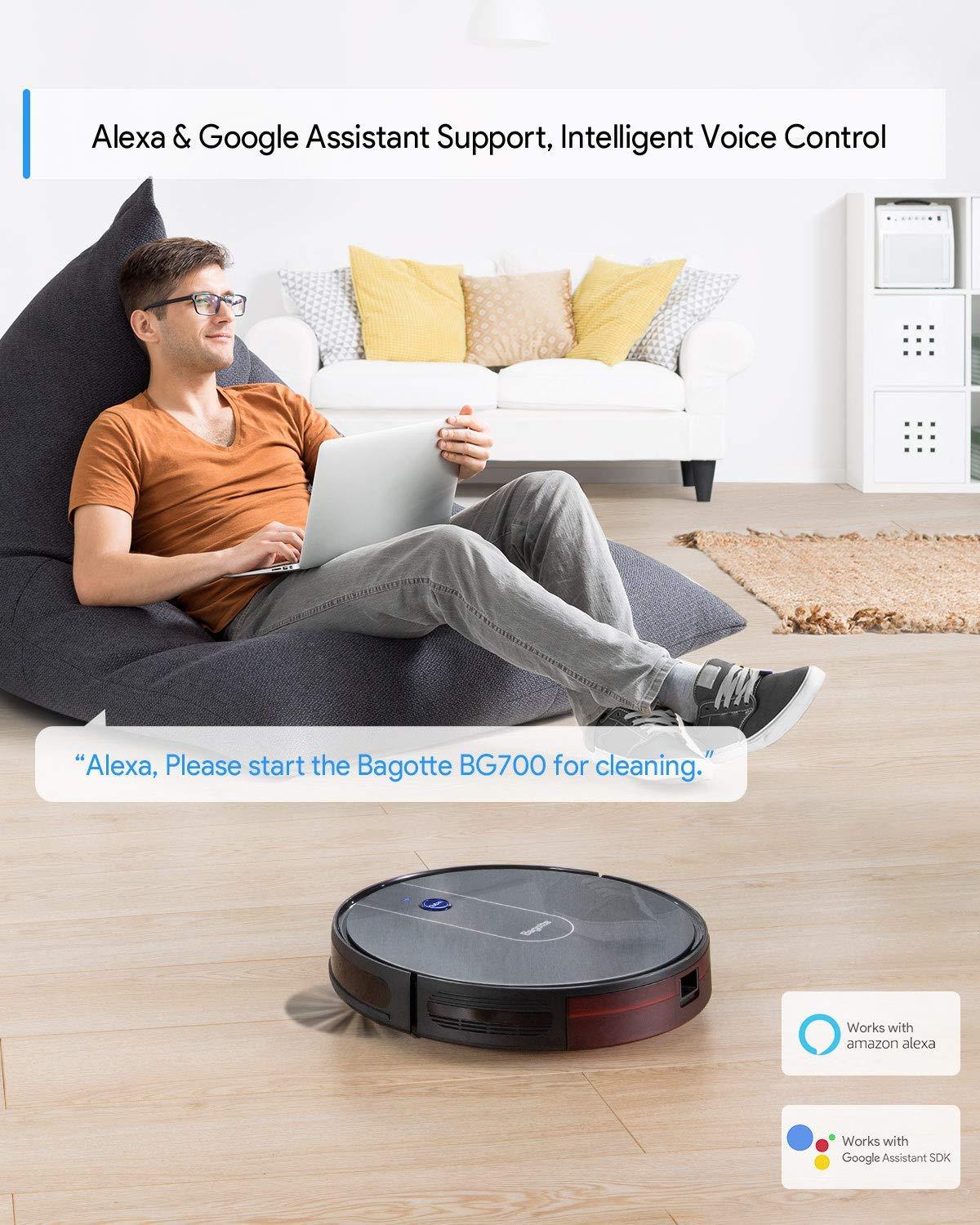 Bagotte BG700 1600PA Wi-Fi Robotic Vacuum Cleaner New