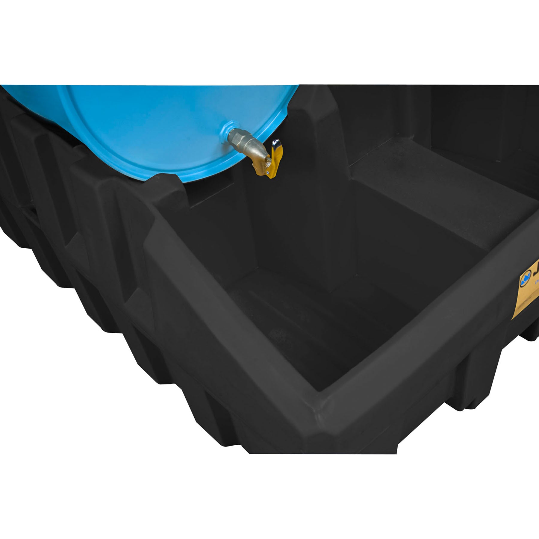 Justrite EcoPolyBlend™ Drum Management Base Module, Dispensing Well, Forklift Channels, Recycled Polyethylene